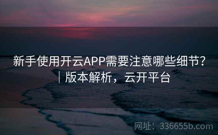 新手使用开云APP需要注意哪些细节？｜版本解析，云开平台
