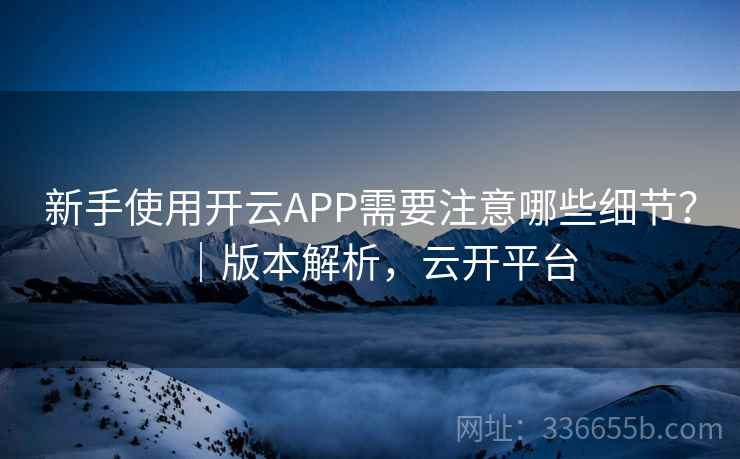 新手使用开云APP需要注意哪些细节？｜版本解析，云开平台